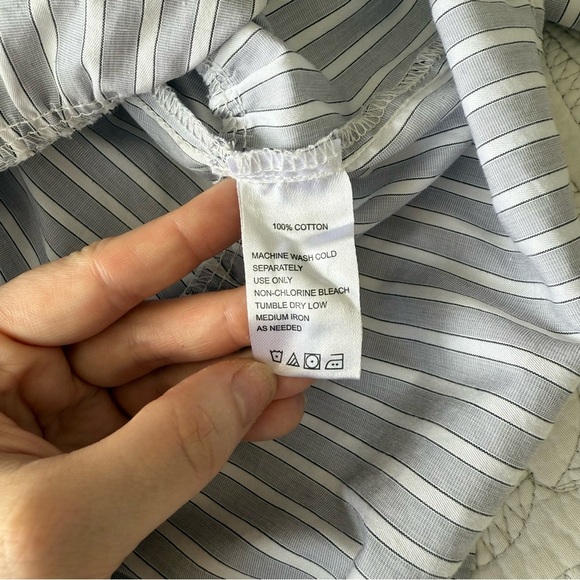 Trovata - Birds of Paradis - Ruffle Hem Poplin Shirt - Gray & White Stripe - Picture 7 of 11